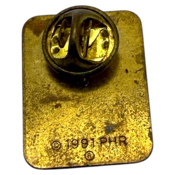 Vintage 1991 Planet Hollywood Pin Collectible Gold & Black Rectangular Lapel Bad - Picture 5 of 5